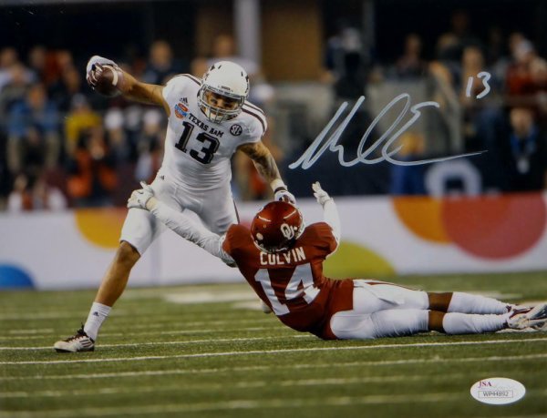 JSA W Auth Mike Evans Autographed *White Texas A&M 16x20 Leaping Photo 