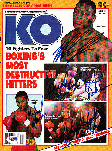 Mike Tyson Autographed Signed Boxing Greats Ko Boxing Magazine Cover With 5 Total Signatures Including PSA/DNA