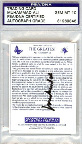 Muhammad Ali Autographed Signed 1993 Sporting Profiles Card #44 Gem Mint 10 - PSA/DNA Certified