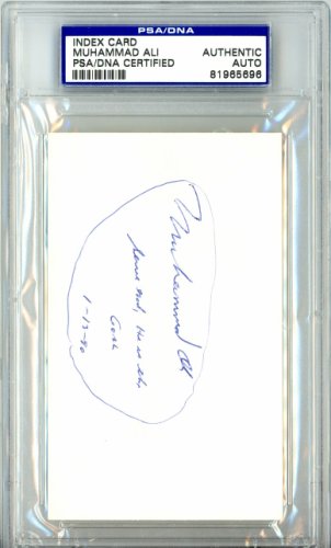 Muhammad Ali Autographed Signed 3X5 Index Card Serve God He Is The Goal 1-13-90 Vintage - PSA/DNA Authentic
