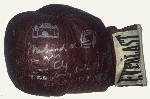 Muhammad Ali Autographed Signed Cassius Clay Boxing Glove Inscribed With Drawings 1/1 PSA Auto