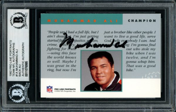 Muhammad Ali Autographed Signed Memorabilia 1992 Proline Card - Beckett Authentic