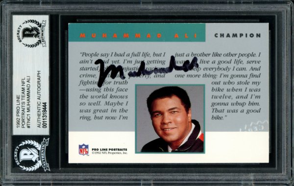 Muhammad Ali Autographed Signed Memorabilia 1992 Proline Portraits Card - Beckett Authentic