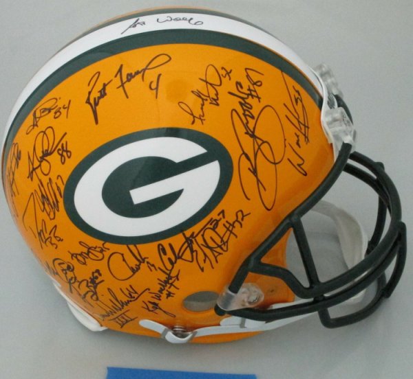 Multi Signed Autographed Signed Packers Sb Xxxi Authentic Helmet Auto With 32+ Sigs Brett Favre + JSA
