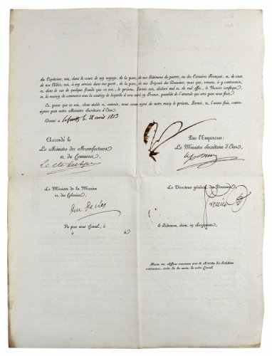 Napoleon Bonaparte Autographed Signed 13.25X18.25 1813 American Ships Passport JSA