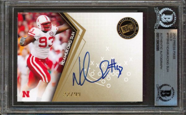 Ndamukong Suh Autographed Signed Buccaneers 2010 Press Pass Gold #Ppsns Card Beckett Slabbed