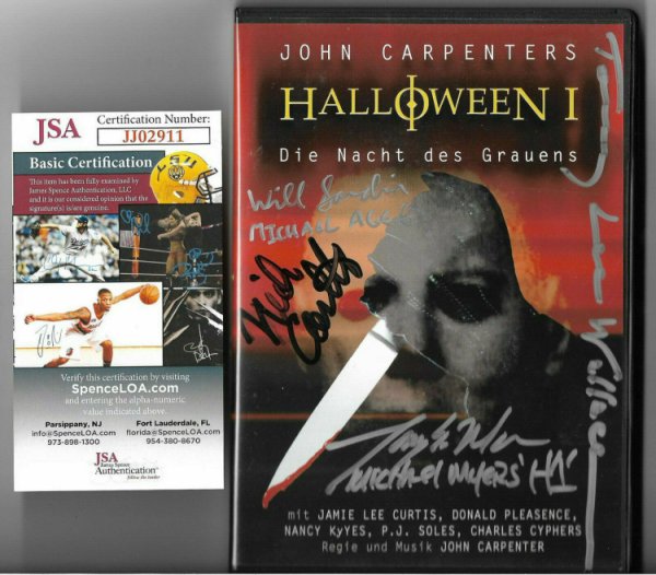 Nick Castle Autographed Signed Halloween Cast Dvd Auto Tony Moran Wallace Sandin Jsa Coa
