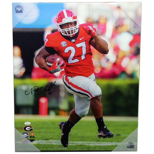 Nick Chubb in Action Browns Autographed 8 x 10 Framed and Matted Football Photo JSA Authenticated 