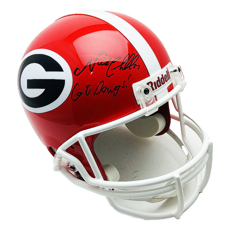 Nick Chubb Autographed Signed Georgia Bulldogs Riddell Replica Full size Helmet W/ Go Dawgs Inscription - JSA Authentic