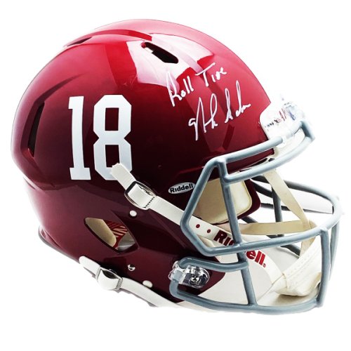 Nick Saban Autographed Signed Alabama Crimson Tide Speed Authentic F/S Helmet #18 with Roll Tide Inscription - JSA Authentic