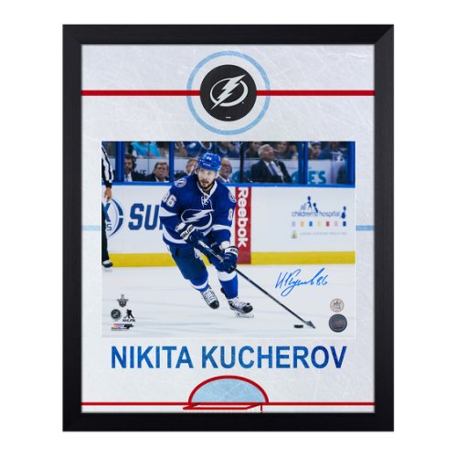 Nikita Kucherov Autographed Signed Tampa Bay Lightning Graphic Rink 19x23  Frame