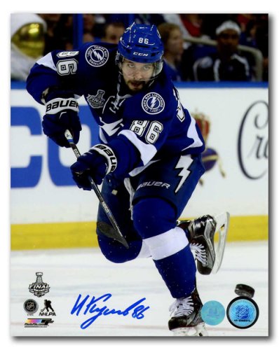 Autographed/Signed Nikita Kucherov Tampa Bay Blue Hockey Jersey PSA/DNA COA 