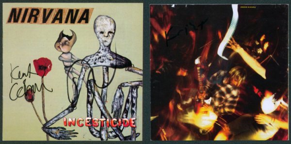 Nirvana Autographed Signed (3) Cobain, Grohl & Novoselic Incesticide Cd Cover JSA
