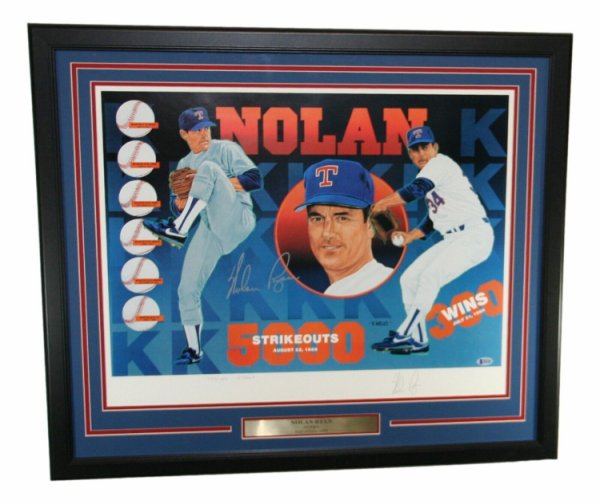Framed Nolan Ryan Texas Rangers Autographed Blue Mitchell & Ness Authentic  Jersey with The Ryan Express Inscription