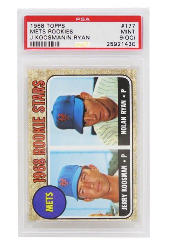 Nolan Ryan / Jerry Koosman (New York Mets) 1968 Topps Baseball #177 RC Rookie Card - PSA 9 OC (Silver Label) (E)