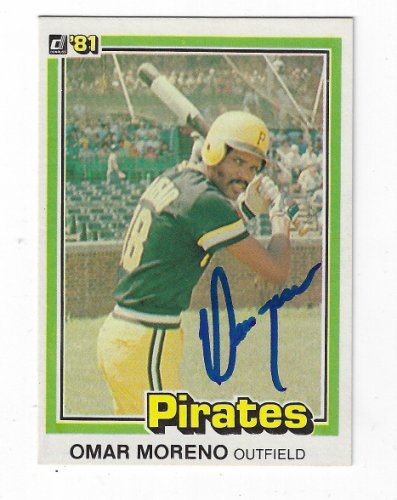 Autographed OMAR MORENO Pittsburgh Pirates 1981 FLEER Card