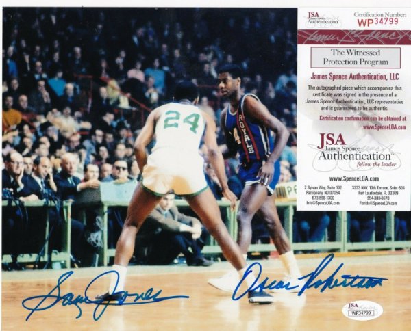 Oscar Robertson Autographed Signed Sam Jones Cincinnati Royals Boston Celtics Jsa 8x10