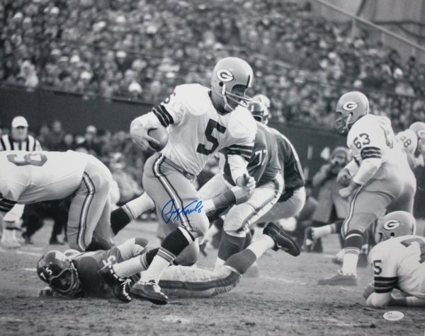 Paul Hornung Autographed Signed Green Bay 16X20 B&W Running- JSA Witness Authentica