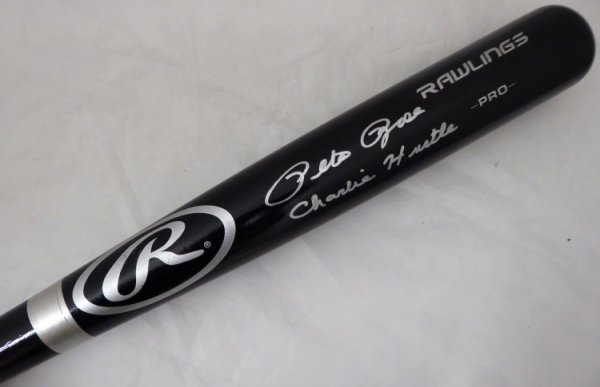 Pete Rose Autographed Signed Black Rawlings Bat Cincinnati Reds Charlie Hustle Pr Holo #178268