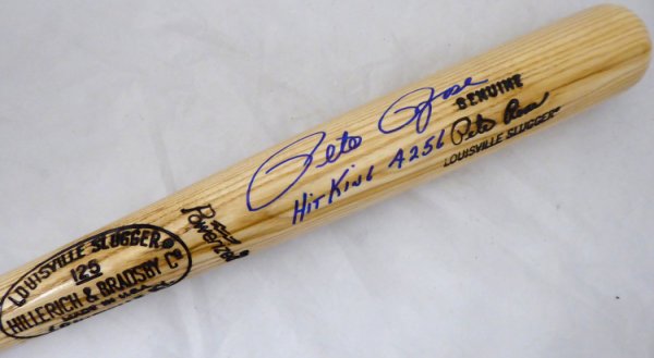 Pete Rose Autographed Signed Blonde Louisville Slugger Bat Cincinnati Reds Hit King & 4256 Pr Holo #178266