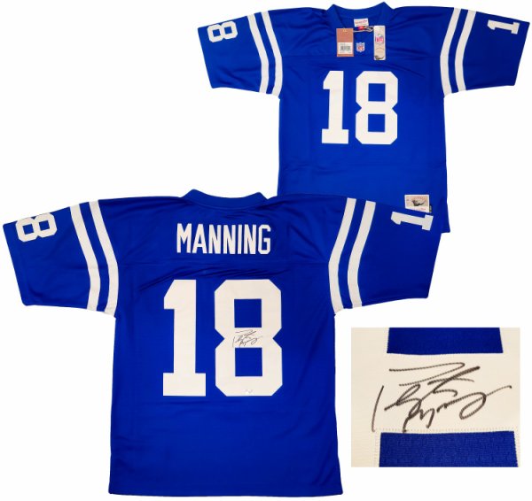 Peyton Manning Autographed Signed Indianapolis Colts Blue Mitchell & Ness Replica 1998 Throwback Jersey Size 44 Fanatics Holo