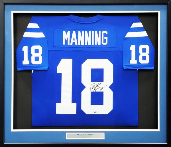 Peyton Manning Autographed Signed Indianapolis Colts Framed Blue Authentic Mitchell & Ness Replica 1998 Throwback Jersey Fanatics Holo