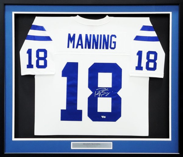 Peyton Manning Autographed Signed Indianapolis Colts Framed White Authentic Mitchell & Ness Replica 2006 Throwback Jersey Fanatics Holo
