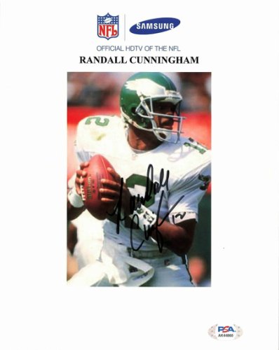 : Randall Cunningham Autographed Eagles Dropback 8x10 HM Photo-  Beckett W Black : פריטי אספנות ואמנות