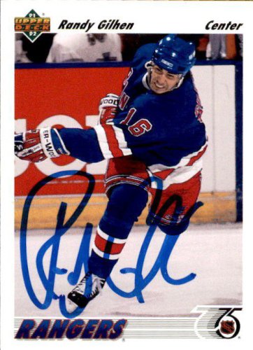 Randy Gilhen Autographed Signed 1991-92 UDA New York Rangers Hockey Card - Main Line Autographs