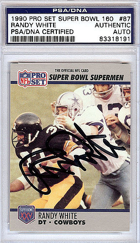 Randy White Autographed Signed 1990 Pro Set Super Bowl 160 Card