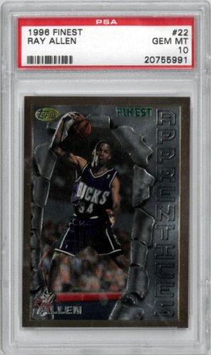 Ray Allen 1996-97 Topps Finest Apprentices Rookie Card #22- PSA Graded 10 Gem Mint (Milwaukee Bucks)