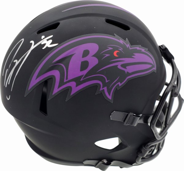 Ray Lewis Autographed Signed Eclipse Black Baltimore Ravens Full Size Speed Replica Helmet Beckett Beckett