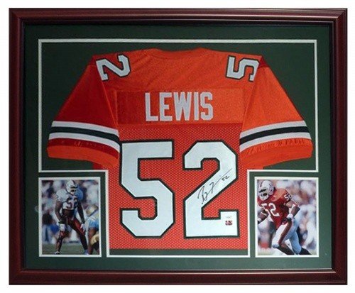 Ray Lewis Autographed Signed Miami Hurricanes (Orange #52) Deluxe Framed Jersey