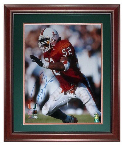 Ray Lewis Autographed Signed Miami Hurricanes (Orange Jersey) Deluxe Framed 16X20 Photo