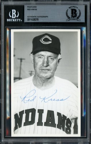 Red Kress Autographed Signed 3.5X5.5 Postcard Cleveland Indians Died 1962 Beckett Beckett