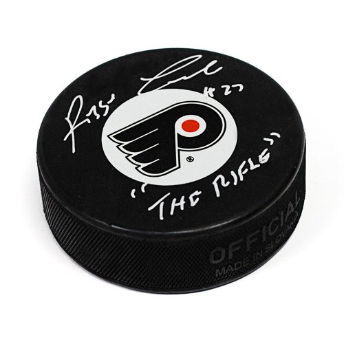 Reggie Leach Philadelphia Flyers Autographed Signed Hockey Puck with The Rifle Note
