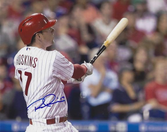 Rhys Hoskins Philadelphia Phillies Autographed Majestic Red