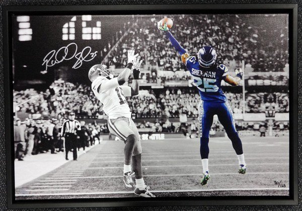 Richard Sherman Autographed Signed Framed 20X30 Canvas Photo Seattle  Seahawks The Tip #/125 Rs Holo