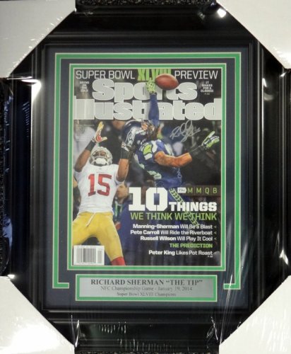 Richard Sherman Autographed Signed Seattle Seahawks Framed Sports Illustrated Magazine The Tip Rs Holo #98099