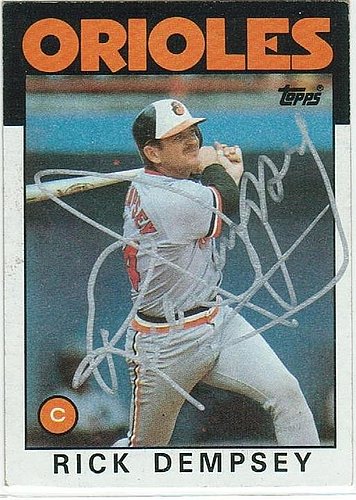 Rick Dempsey Baltimore Orioles Autographed Signed 1986 Topps