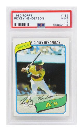 Rickey Henderson (Oakland A's) 1980 Topps Baseball #482 RC Rookie Card - PSA 9 MINT (B)