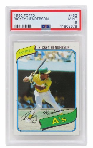 Rickey Henderson (Oakland A's) 1980 Topps Baseball #482 RC Rookie Card - PSA 9 MINT (E)
