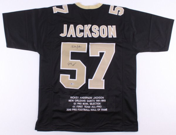 RICKEY JACKSON (Saints black SKYLINE) Signed Autographed Framed Jersey JSA