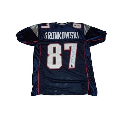 Rob Gronkowski Autographed Signed New England Patriots (Blue #87) Custom  Stitched Jersey - Gronk Holo