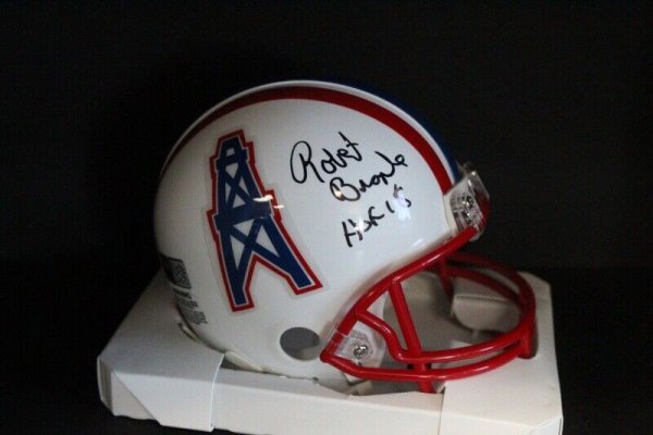 Robert Brazile Signed Houston Oilers White Jersey Action 8x10 Photo  w/HOF'18 at 's Sports Collectibles Store