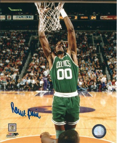 ROBERT PARISH CELTICS NAMEPLATE AUTOGRAPHED SIGNED BASKETBALL-JERSEY-PHOTO-FLOOR 