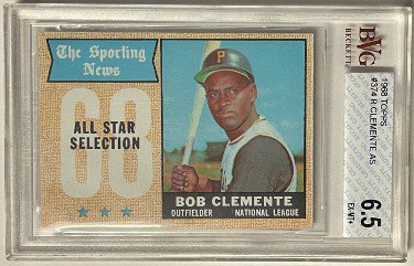 Roberto Clemente 1968 Topps Card #1- BVG Graded 8 NM-MT