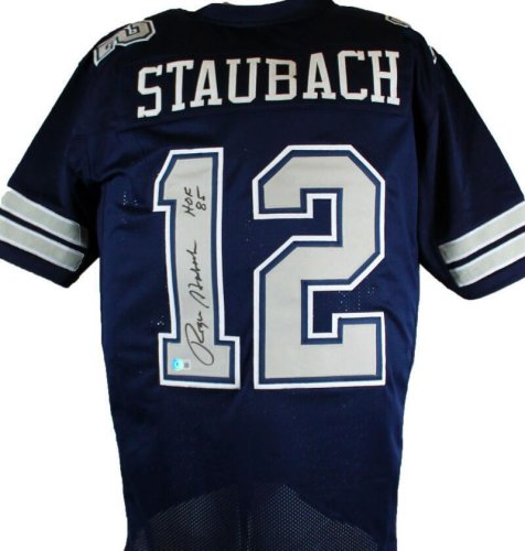 Charitybuzz: Roger Staubach Signed Dallas Cowboys Jersey Display