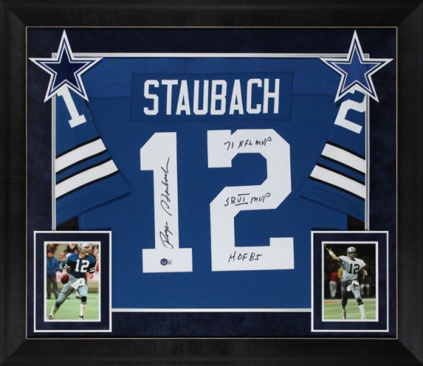 ROGER STAUBACH SIGNED AUTOGRAPHED DALLAS COWBOYS #12 WHITE JERSEY