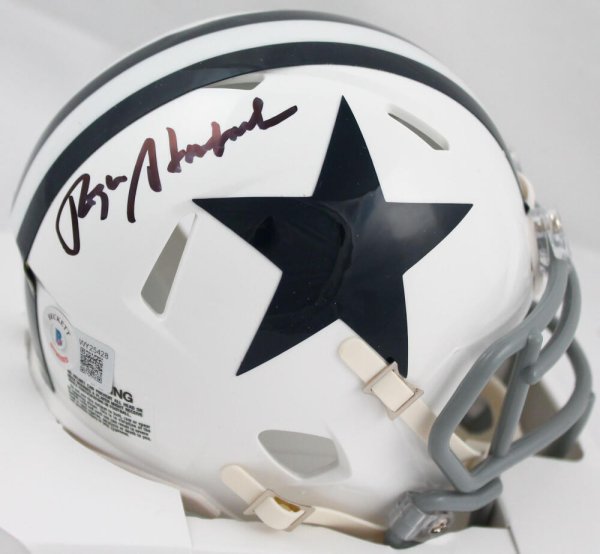 Roger Staubach Signed Dallas Cowboys Flat White Matte Riddell Speed Mini  Helmet - Schwartz Authentic